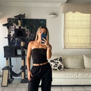 Off-shoulder black crop top